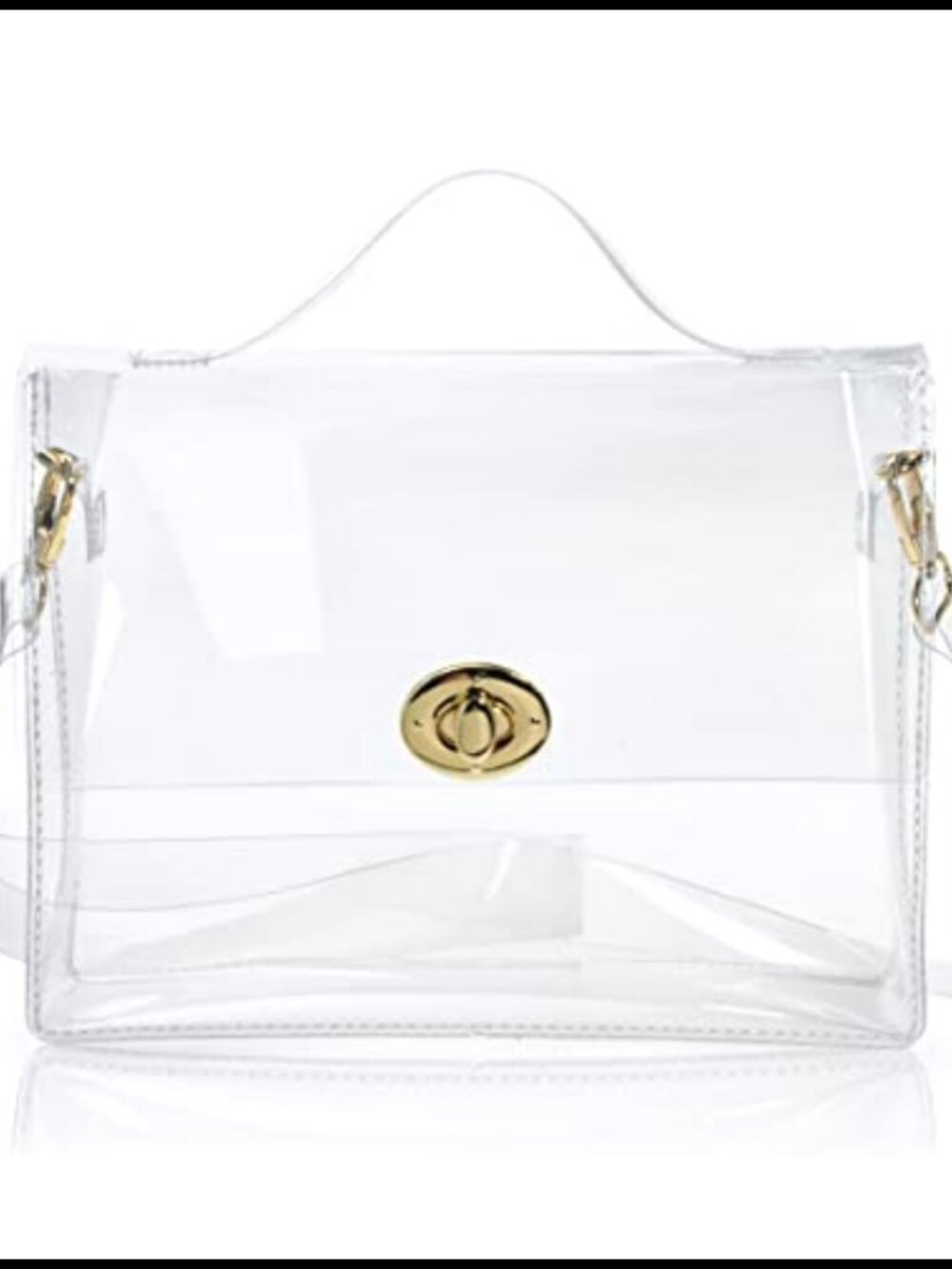 Clear PVC Satchel Crossbody Bag Turn Lock Stadium Approved
